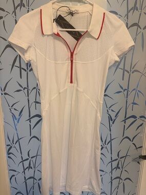 L’ETOILE White Polo SPORT Dress with Red Trim
